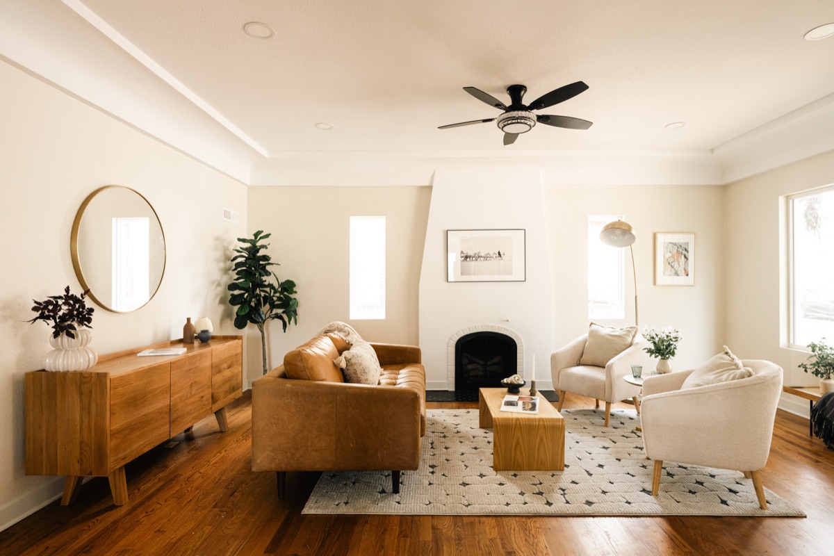 Staged living room at 1219 Cherry St, Denver CO